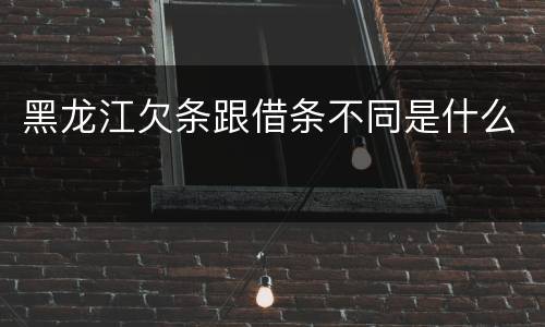 黑龙江欠条跟借条不同是什么