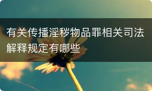 有关传播淫秽物品罪相关司法解释规定有哪些
