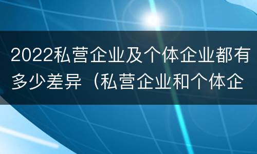 2022私营企业及个体企业都有多少差异（私营企业和个体企业的区别）