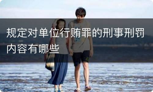 规定对单位行贿罪的刑事刑罚内容有哪些
