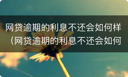 网贷逾期的利息不还会如何样（网贷逾期的利息不还会如何样吗）