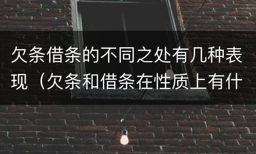 欠条借条的不同之处有几种表现（欠条和借条在性质上有什么不同）