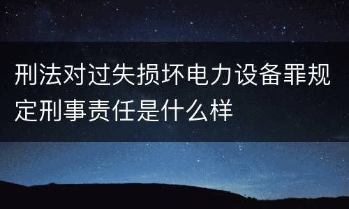 刑法对过失损坏电力设备罪规定刑事责任是什么样