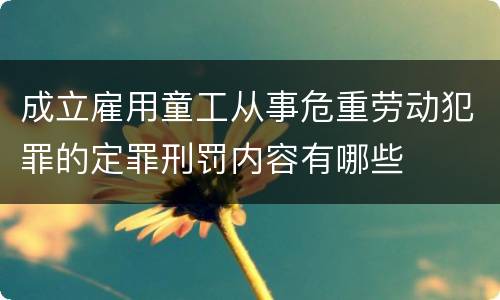 成立雇用童工从事危重劳动犯罪的定罪刑罚内容有哪些