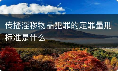 传播淫秽物品犯罪的定罪量刑标准是什么