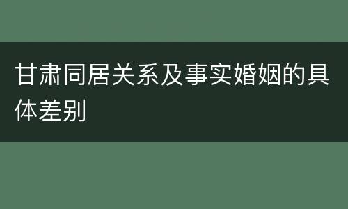 甘肃同居关系及事实婚姻的具体差别