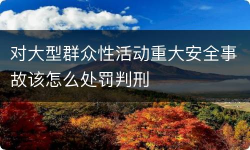 对大型群众性活动重大安全事故该怎么处罚判刑