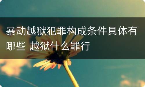 暴动越狱犯罪构成条件具体有哪些 越狱什么罪行