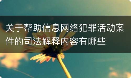 关于帮助信息网络犯罪活动案件的司法解释内容有哪些