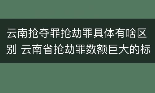 云南抢夺罪抢劫罪具体有啥区别 云南省抢劫罪数额巨大的标准