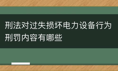 刑法对过失损坏电力设备行为刑罚内容有哪些
