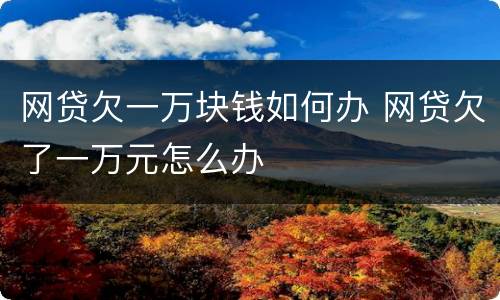 网贷欠一万块钱如何办 网贷欠了一万元怎么办