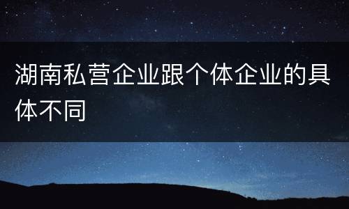 湖南私营企业跟个体企业的具体不同