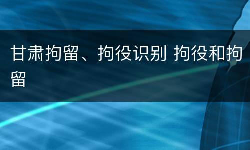 甘肃拘留、拘役识别 拘役和拘留