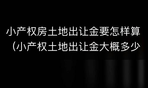 小产权房土地出让金要怎样算（小产权土地出让金大概多少）