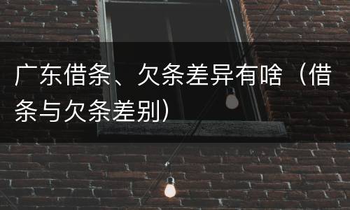 广东借条、欠条差异有啥（借条与欠条差别）