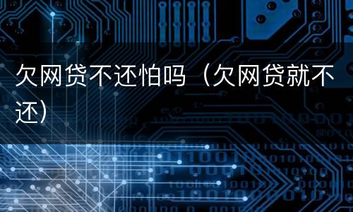 欠网贷不还怕吗（欠网贷就不还）