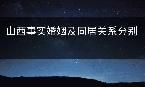 山西事实婚姻及同居关系分别