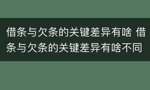 借条与欠条的关键差异有啥 借条与欠条的关键差异有啥不同