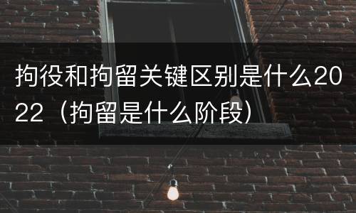 拘役和拘留关键区别是什么2022（拘留是什么阶段）
