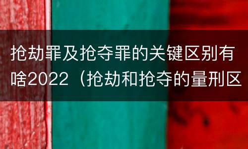 抢劫罪及抢夺罪的关键区别有啥2022（抢劫和抢夺的量刑区别）