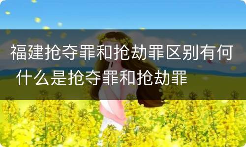 福建抢夺罪和抢劫罪区别有何 什么是抢夺罪和抢劫罪