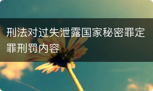 刑法对过失泄露国家秘密罪定罪刑罚内容