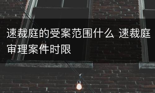速裁庭的受案范围什么 速裁庭审理案件时限