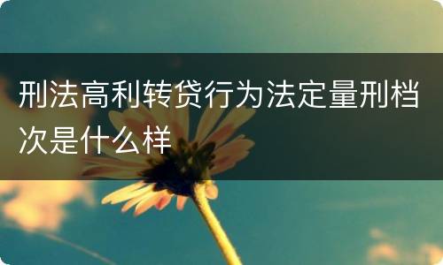 刑法高利转贷行为法定量刑档次是什么样