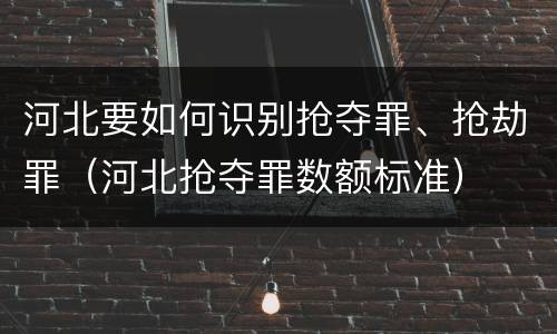 河北要如何识别抢夺罪、抢劫罪（河北抢夺罪数额标准）