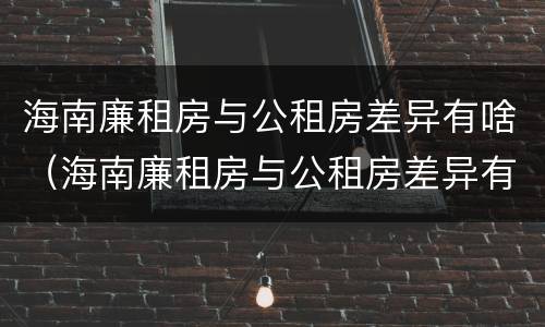 海南廉租房与公租房差异有啥（海南廉租房与公租房差异有啥影响）