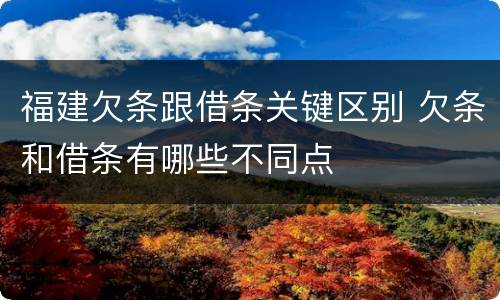 福建欠条跟借条关键区别 欠条和借条有哪些不同点