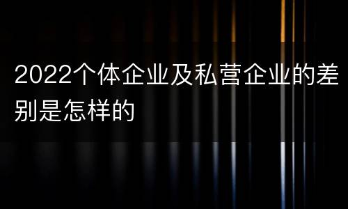 2022个体企业及私营企业的差别是怎样的