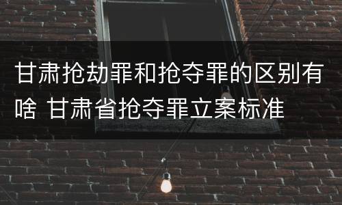 甘肃抢劫罪和抢夺罪的区别有啥 甘肃省抢夺罪立案标准
