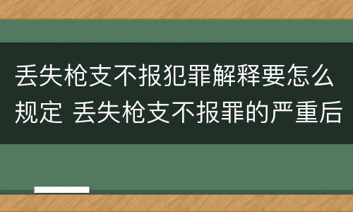 丢失枪支不报犯罪解释要怎么规定 丢失枪支不报罪的严重后果
