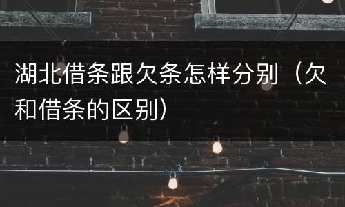 湖北借条跟欠条怎样分别（欠和借条的区别）