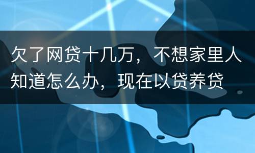 欠了网贷十几万，不想家里人知道怎么办，现在以贷养贷