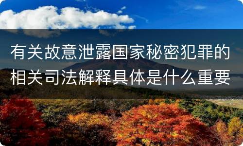 有关故意泄露国家秘密犯罪的相关司法解释具体是什么重要规定