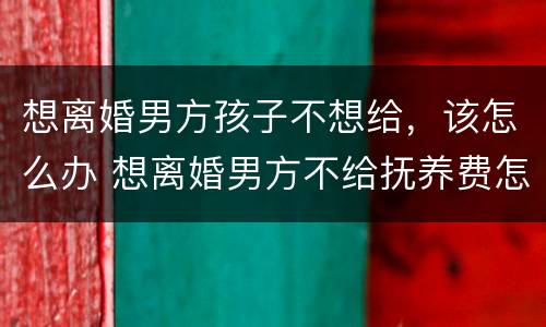 想离婚男方孩子不想给，该怎么办 想离婚男方不给抚养费怎么办