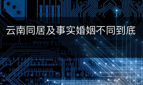 云南同居及事实婚姻不同到底
