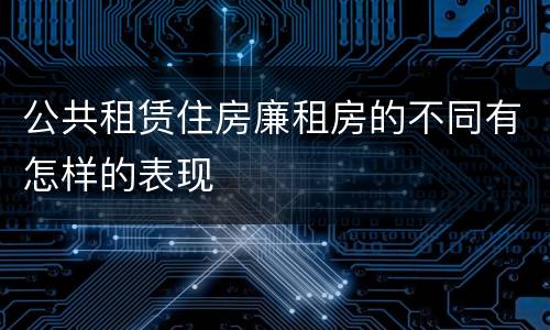公共租赁住房廉租房的不同有怎样的表现