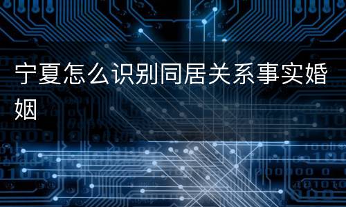 宁夏怎么识别同居关系事实婚姻