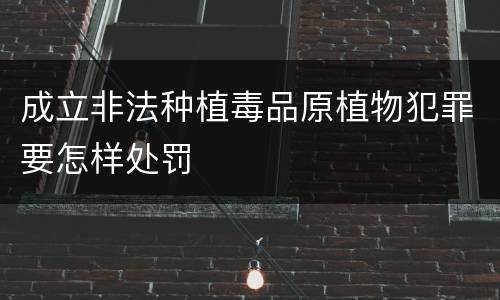 成立非法种植毒品原植物犯罪要怎样处罚