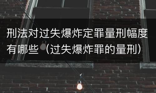 刑法对过失爆炸定罪量刑幅度有哪些（过失爆炸罪的量刑）