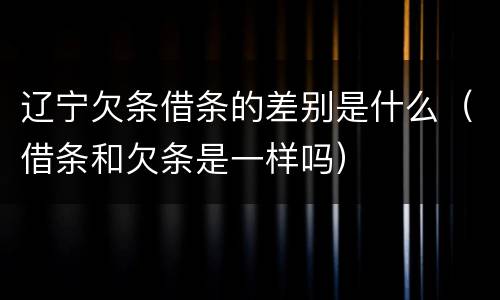 辽宁欠条借条的差别是什么（借条和欠条是一样吗）