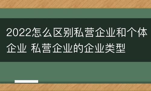 2022怎么区别私营企业和个体企业 私营企业的企业类型