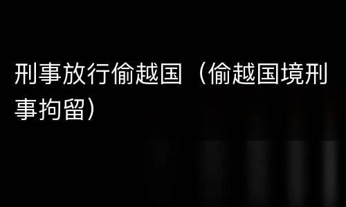 刑事放行偷越国（偷越国境刑事拘留）