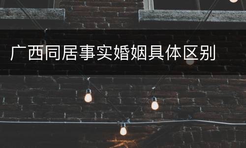 广西同居事实婚姻具体区别