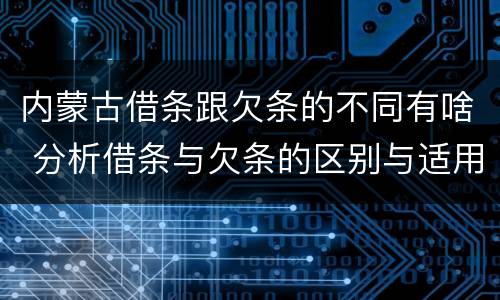 内蒙古借条跟欠条的不同有啥 分析借条与欠条的区别与适用要点