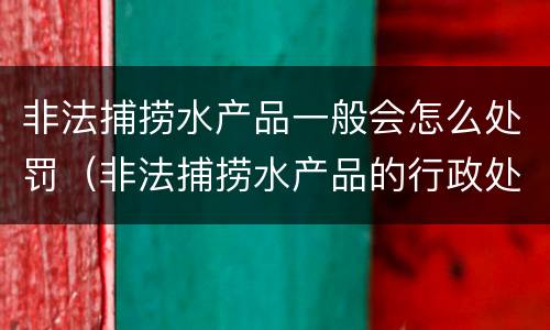 非法捕捞水产品一般会怎么处罚（非法捕捞水产品的行政处罚）